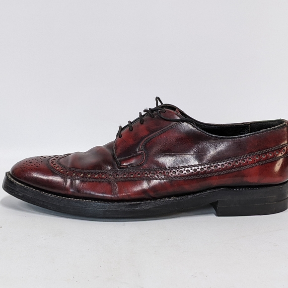 Vintage Florsheim Wingtip Balmoral Shoes, Dark Cherry, size 12, Re-soled, Read - Picture 12 of 14